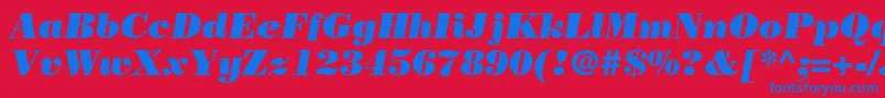 Шрифт BodoniPosterSsiPosterItalic – синие шрифты на красном фоне