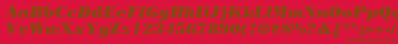 BodoniPosterSsiPosterItalic-fontti – ruskeat fontit punaisella taustalla