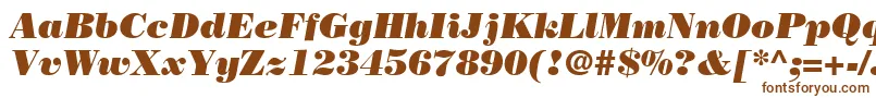 フォントBodoniPosterSsiPosterItalic – 白い背景に茶色のフォント