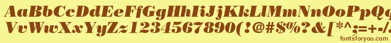 BodoniPosterSsiPosterItalic-fontti – ruskeat fontit keltaisella taustalla