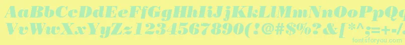 フォントBodoniPosterSsiPosterItalic – 黄色い背景に緑の文字