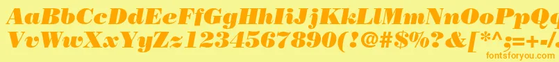Czcionka BodoniPosterSsiPosterItalic – pomarańczowe czcionki na żółtym tle