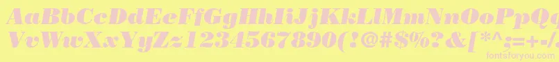 Fonte BodoniPosterSsiPosterItalic – fontes rosa em um fundo amarelo