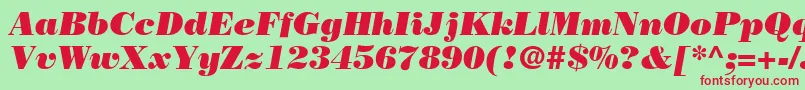 Czcionka BodoniPosterSsiPosterItalic – czerwone czcionki na zielonym tle