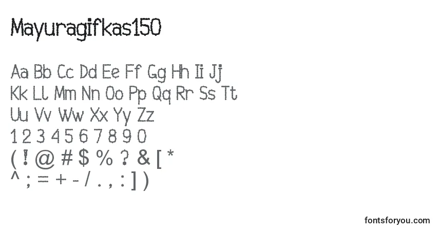 Schriftart Mayuragifkas150 – Alphabet, Zahlen, spezielle Symbole
