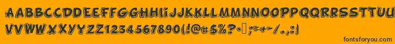 Funnykid-Schriftart – Schwarze Schriften auf orangefarbenem Hintergrund