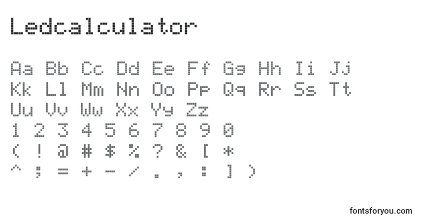 A fonte Ledcalculator – alfabeto, números, caracteres especiais