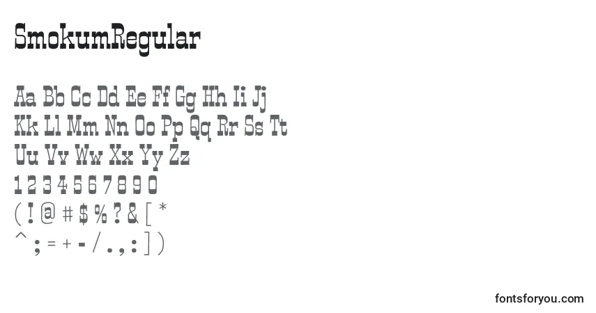 Czcionka SmokumRegular – alfabet, cyfry, specjalne znaki