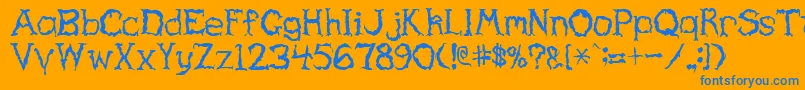 HauntedRegular Font – Blue Fonts on Orange Background