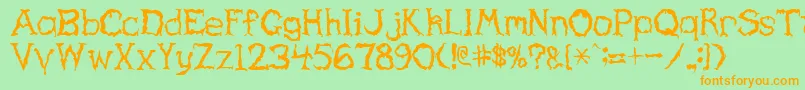 HauntedRegular-Schriftart – Orangefarbene Schriften auf grünem Hintergrund