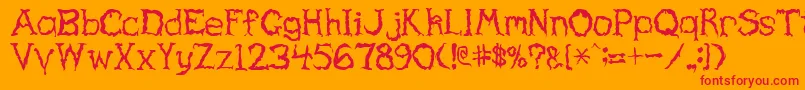 フォントHauntedRegular – オレンジの背景に赤い文字