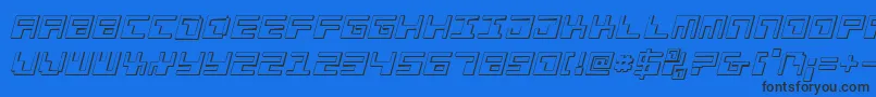 フォントPhaserBank3DItalic – 黒い文字の青い背景