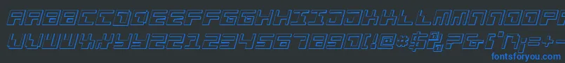 PhaserBank3DItalic-Schriftart – Blaue Schriften auf schwarzem Hintergrund