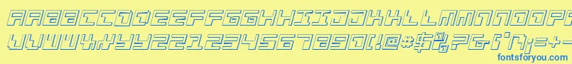 Czcionka PhaserBank3DItalic – niebieskie czcionki na żółtym tle