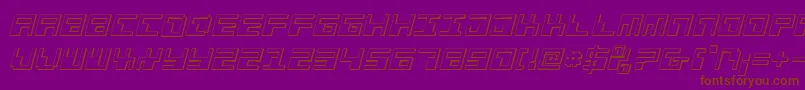 PhaserBank3DItalic-Schriftart – Braune Schriften auf violettem Hintergrund