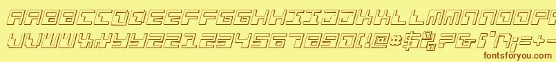フォントPhaserBank3DItalic – 茶色の文字が黄色の背景にあります。