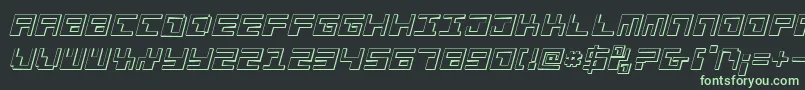 フォントPhaserBank3DItalic – 黒い背景に緑の文字