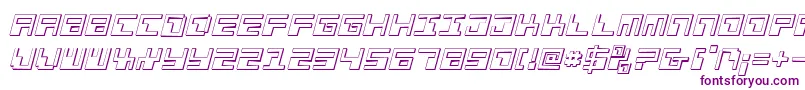 PhaserBank3DItalic-Schriftart – Violette Schriften auf weißem Hintergrund