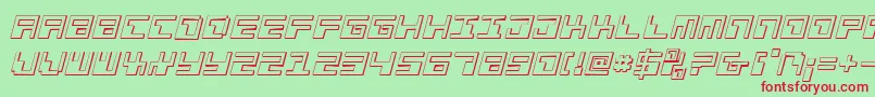 PhaserBank3DItalic Font – Red Fonts on Green Background