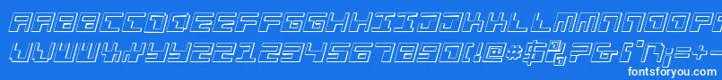 PhaserBank3DItalic Font – White Fonts on Blue Background