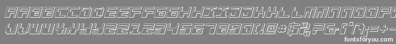 PhaserBank3DItalic-Schriftart – Weiße Schriften auf grauem Hintergrund