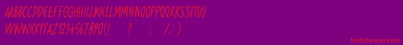 Travelling-Schriftart – Rote Schriften auf violettem Hintergrund
