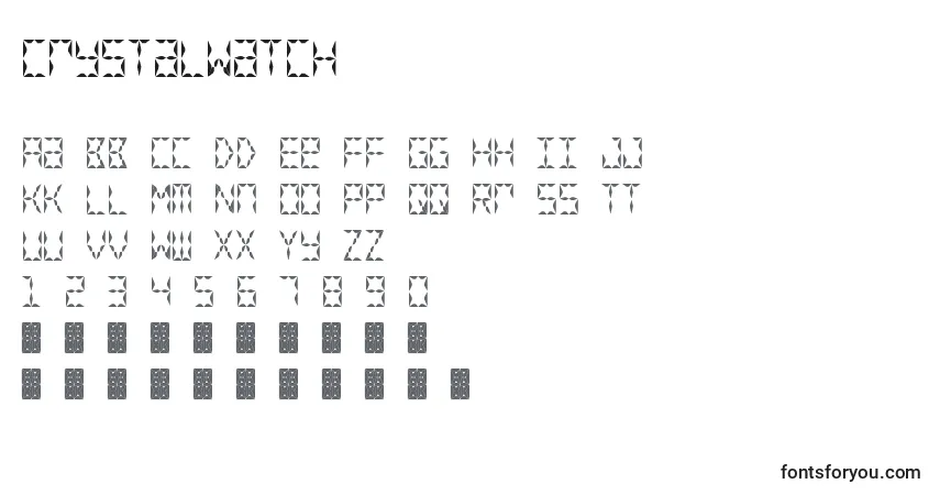 Czcionka CrystalWatch – alfabet, cyfry, specjalne znaki