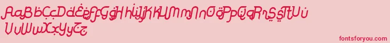 RodjaAltEndSlanted-Schriftart – Rote Schriften auf rosa Hintergrund