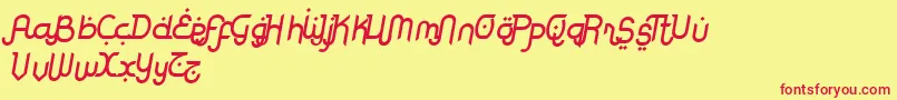 RodjaAltEndSlanted Font – Red Fonts on Yellow Background