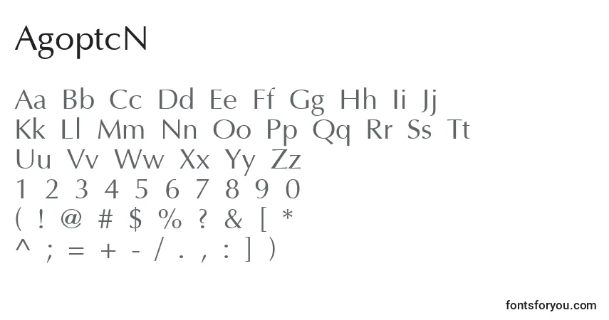 Schriftart AgoptcN – Alphabet, Zahlen, spezielle Symbole