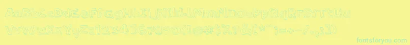 Fonte PfamateurThin – fontes verdes em um fundo amarelo