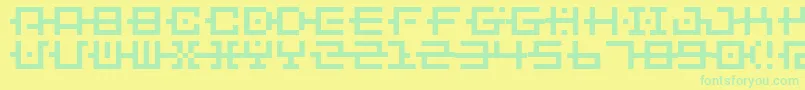 Fonte BmChainA6 – fontes verdes em um fundo amarelo