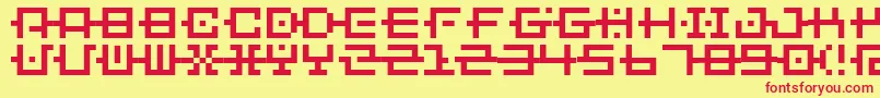 BmChainA6 Font – Red Fonts on Yellow Background
