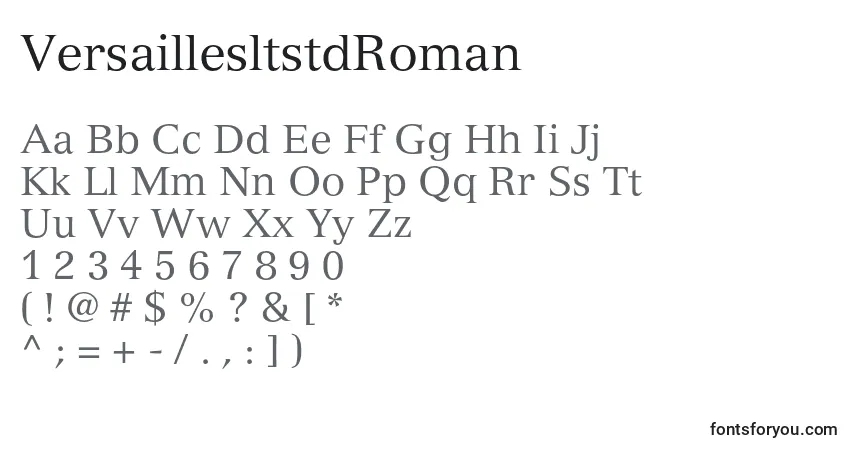 Czcionka VersaillesltstdRoman – alfabet, cyfry, specjalne znaki