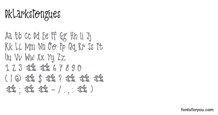 A fonte DkLarksTongues – alfabeto, números, caracteres especiais