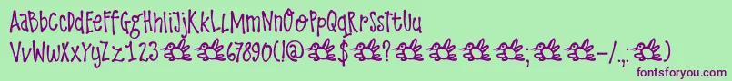 DkLarksTongues-Schriftart – Violette Schriften auf grünem Hintergrund