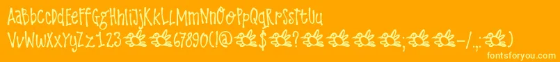 DkLarksTongues-Schriftart – Gelbe Schriften auf orangefarbenem Hintergrund