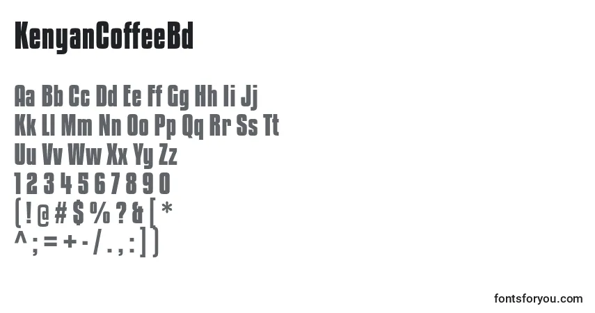 Czcionka KenyanCoffeeBd – alfabet, cyfry, specjalne znaki
