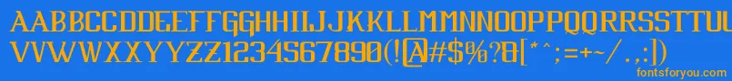 フォントCabaretByJuanCasco – オレンジ色の文字が青い背景にあります。