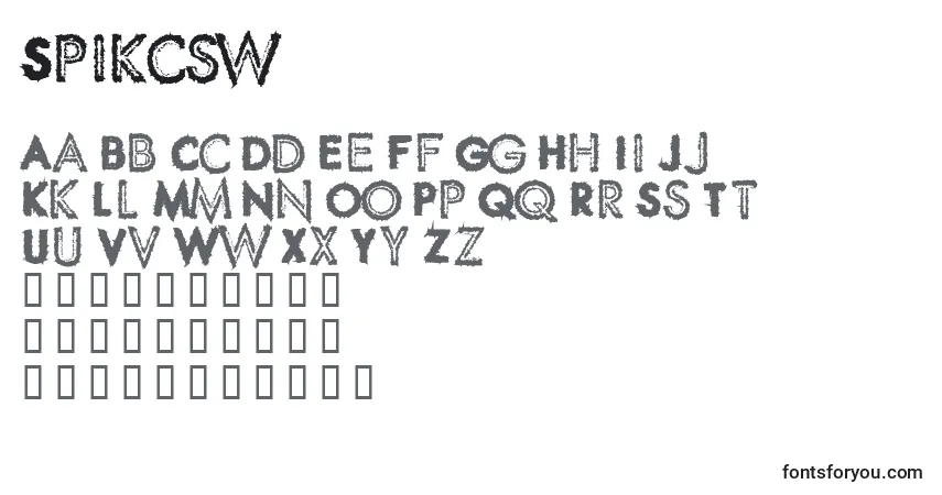 Schriftart Spikcsw – Alphabet, Zahlen, spezielle Symbole
