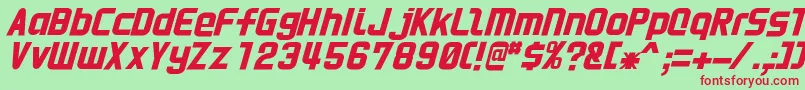 Fonte HnkaniItalic – fontes vermelhas em um fundo verde