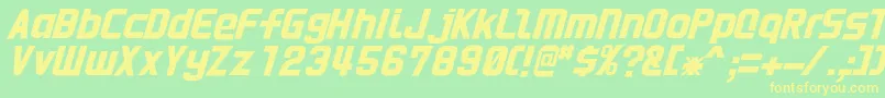 Police HnkaniItalic – polices jaunes sur fond vert
