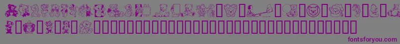 Czcionka TeddybersToo – fioletowe czcionki na szarym tle
