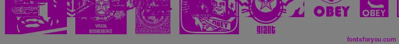 フォントObeypotpourriCaps – 紫色のフォント、灰色の背景