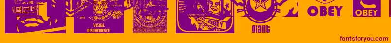 ObeypotpourriCaps-Schriftart – Violette Schriften auf orangefarbenem Hintergrund