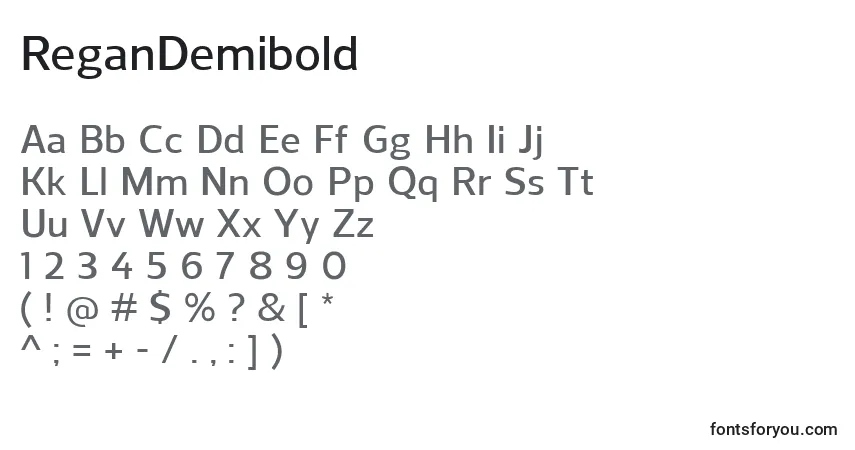 Fuente ReganDemibold - alfabeto, números, caracteres especiales