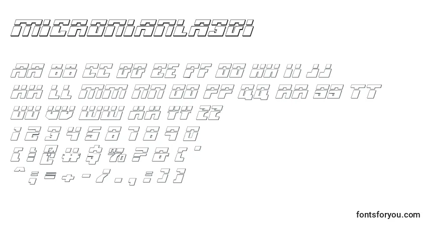 Шрифт Micronianla3Di – алфавит, цифры, специальные символы