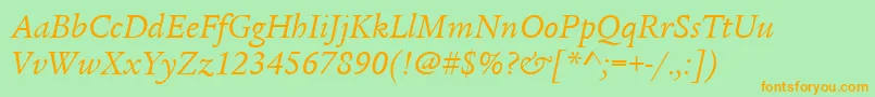 ItcLegacySerifLtBookItalic Font – Orange Fonts on Green Background