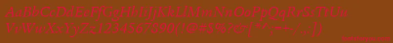ItcLegacySerifLtBookItalic Font – Red Fonts on Brown Background