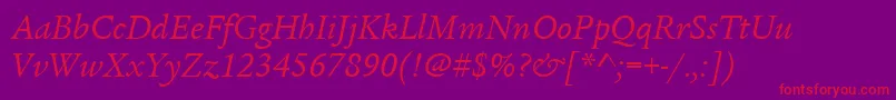 ItcLegacySerifLtBookItalic Font – Red Fonts on Purple Background